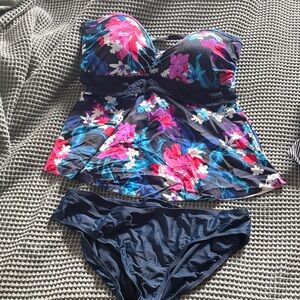 Floral Navy Tankini Swim Set - Women Swim Bikini